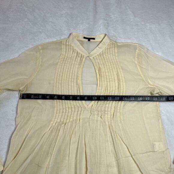 Theory Women's Bianca Keyhole Cotton Pin Tuck Blouse Size Medium Breathable - Picture 7 of 10